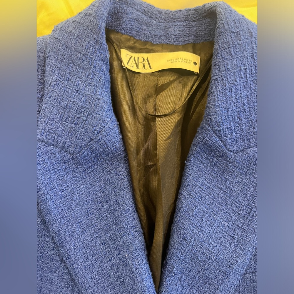 Zara brand new Women's Royal Blue Textured Blazer - Picture 4 of 7